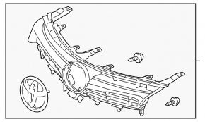 Решетка радиатора grill Toyota Camry v55 15-17 usa hybrid с эмблемой