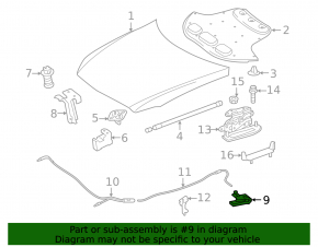 Ручка открывания капота салонная Mercedes C-class W205 15-21