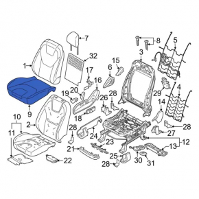 Пассажирское сидение Ford Edge 15-24 без airbag, электро, ткань бежевая под чистку