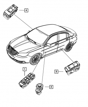 Управление стеклоподъемником задним левым Chrysler 200 11-14 черное, с накладкой