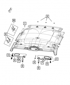 Обшивка стелі Jeep Compass 19-21 без люка, сіра