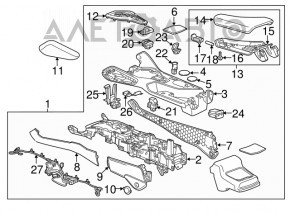 Консоль центральная подлокотник и подстаканники Chevrolet Camaro 16- черн, без накладки