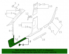 Накладка порога внутренняя передняя правая Audi A4 B9 17-25 черная, царапины