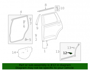 Уплотнитель двери передней правой Lexus ES350 07-12