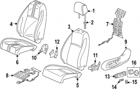 Водительское сидение Honda CRV 23-26 без airbag, электрическое, подогрев, ткань черная с оранжевой строчкой, Sport
