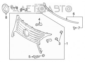 Решетка радиатора grill Lexus RX350 RX450H 13-15 рест, без эмблемы и хром молдинга, царапина