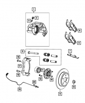 Скоба суппорта задняя левая Jeep Grand Cherokee WL 21-26