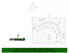 Эмблема надпись "Hybrid" крыла передняя правая Toyota Rav4 16-18