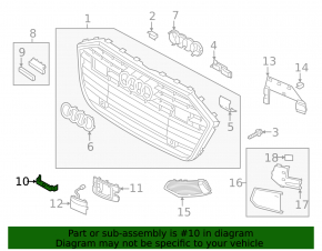 Кріплення майданчика номера решітки радіатора grill праве Audi A6 C8 19-24 структура
