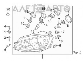 Фара передняя левая VW Golf 15-21