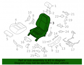Водительское сидение Nissan Maxima A36 16-18 с airbag, электро, кожа черн