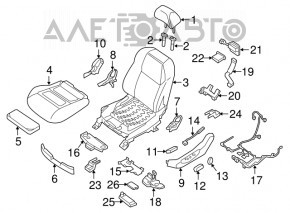 Водительское сидение Nissan Maxima A36 16-18 с airbag, электро, кожа черн