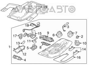 Плафон освещения передний GMC Terrain 10-16 под люк, без электро двери багажника