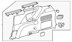 Обшивка арки права Toyota Sienna 21-26 без шторки під розетку 120V, чорна зі світло-сірим