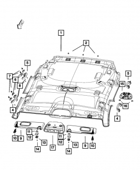 Козырек правый Jeep Cherokee KL 14-18 серый, без крючка