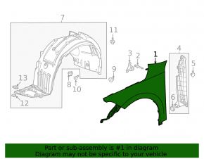 Крыло переднее правое Honda Civic XI FE/FL 22-26