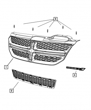 Нижняя решетка переднего бампера Dodge Journey 11-20 SXT, Crossroad