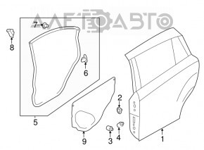 Дверь голая задняя левая Subaru Impreza 4d 17-23 GK