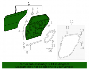 Дверь голая задняя правая Toyota Avalon 19-22