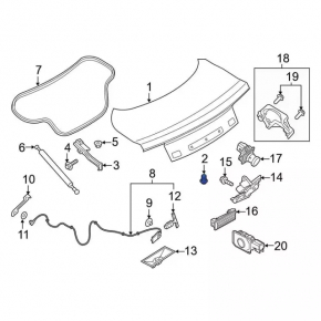 Отбойник крышки багажника левый Ford Mustang mk6 15-23