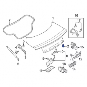Отбойник крышки багажника левый Ford Mustang mk6 15-23