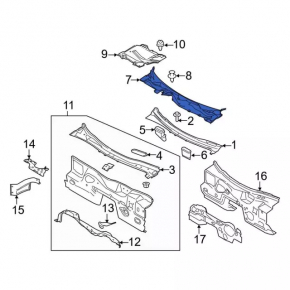 Решетка дворников пластик Ford Mustang mk6 15-17