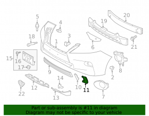 Заглушка переднего бампера без хрома правая Lexus RX350 RX450h 13-15 рест