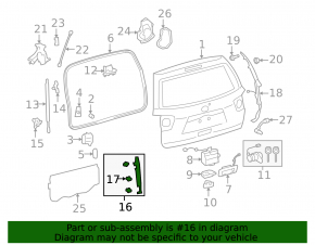 Накладка двери багажника левая Toyota Sequoia 08-16 черн, на кузове
