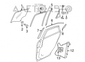 Стекло двери задней левой Mazda3 03-08 HB