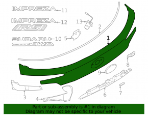 Накладка двери багажника Subaru Impreza 24-26