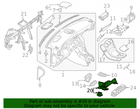 Накладка передньої панелі простору ніг водія Mercedes C-class W205 15-21 чорна