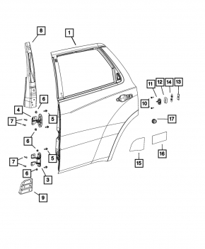 Дверь в сборе задняя правая Dodge Durango 11-26