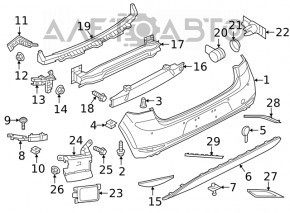 Губа заднего бампера VW Golf 15-17