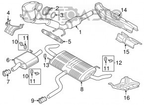 Глушник задня частина з бочкою та середнім глушником VW Atlas 18-23 2.0T