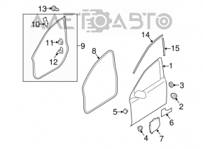 Уплотнитель двери передней левой Subaru Outback 10-14