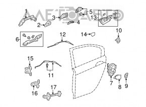 Петля двери нижняя задняя левая Acura MDX 14-20