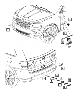 Эмблема Grand Cherokee двери передней левой Jeep Grand Cherokee WK2 11-16