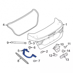 Петля крышки багажника правая Ford Focus mk3 11-18 4d