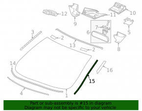 Молдинг лобового стекла правый Honda Civic XI FE/FL 22-26 4d черный
