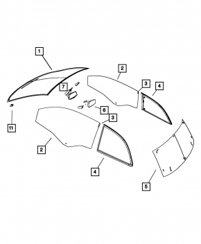 Стекло двери передней левой Fiat 500 12-19