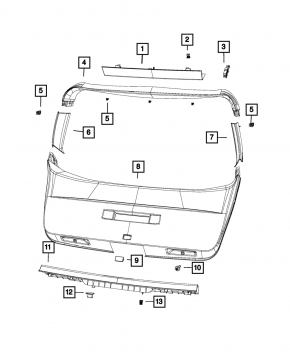 Обшивка двери багажника левая Dodge Journey 11-20 серая