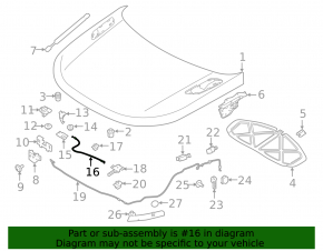 Трос замка капота Land Rover Range Rover Velar 18-26 короткий