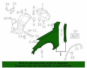 Крыло переднее правое Infiniti QX50 14-17