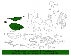 Обшивка подушки пассажирского сиденья Toyota Prius V 12-17 кожа серая, перфорация, под химчистку