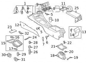 Подлокотник VW Jetta 19-21 кожа черная, белая строчка, пробита кожа