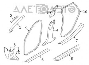 Накладка порога внутренняя задняя правая BMW X1 F48 16-22 черная, царапины