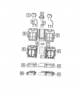Підголовник задній лівий 2 ряд Jeep Grand Cherokee WL 21-26 чорна шкіра, long
