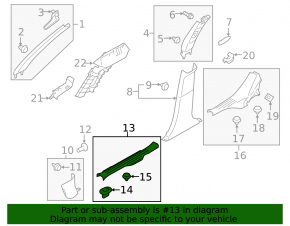 Накладка порога передняя левая Subaru Outback 15-19 черная
