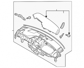 Торпедо передняя панель без AIRBAG Hyundai Sonata 20-22 серая под проекцию