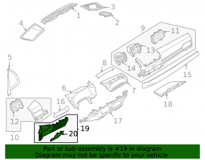 Накладка колени водителя Mitsubishi Outlander 22-26 черная